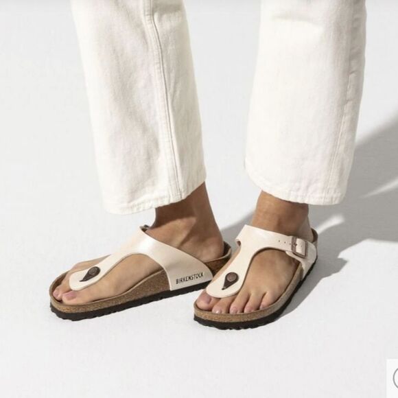 Birkenstock Gizeh Birko-Flor - Graceful Pearl White SIZE 37 /6- 6.5 NWOT - Picture 8 of 12
